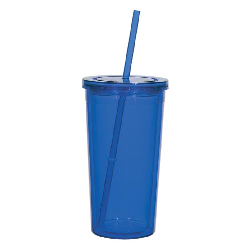 24 Oz. Double Wall Acrylic Tumbler With Straw