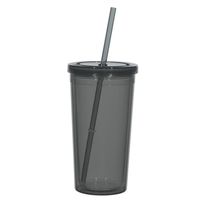 24 Oz. Double Wall Acrylic Tumbler With Straw