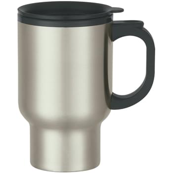 16 Oz. Stainless Steel Travel Mug With Sip-Thru Lid And Plastic Inner Liner