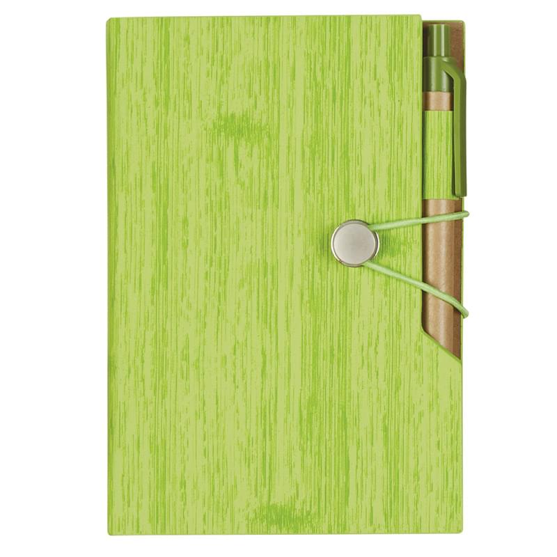 4" x 6" Woodgrain Look Notebook With Sticky Notes And Flags