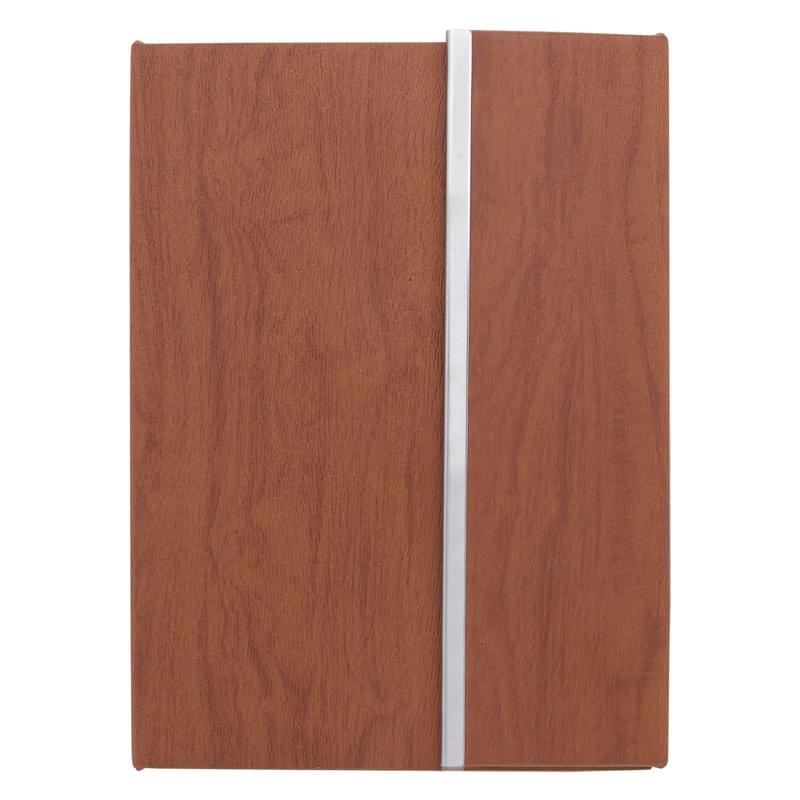 5" x 7" Woodgrain Padfolio With Sticky Notes And Flags