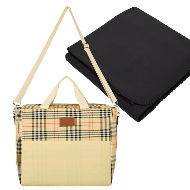 Tartan Cooler Bag With Fleece Blanket