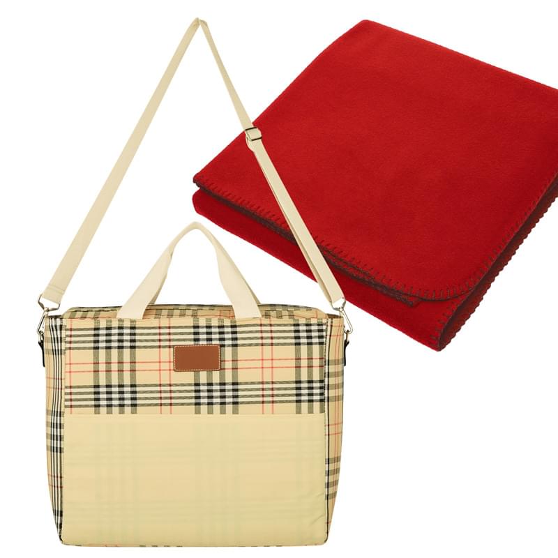 Tartan Cooler Bag With Fleece Blanket