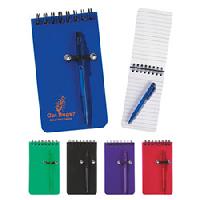 Spiral Jotter & Pen - 50 Page Lined Notebook | Elastic Pen Loop | Matching Ballpoint Pen