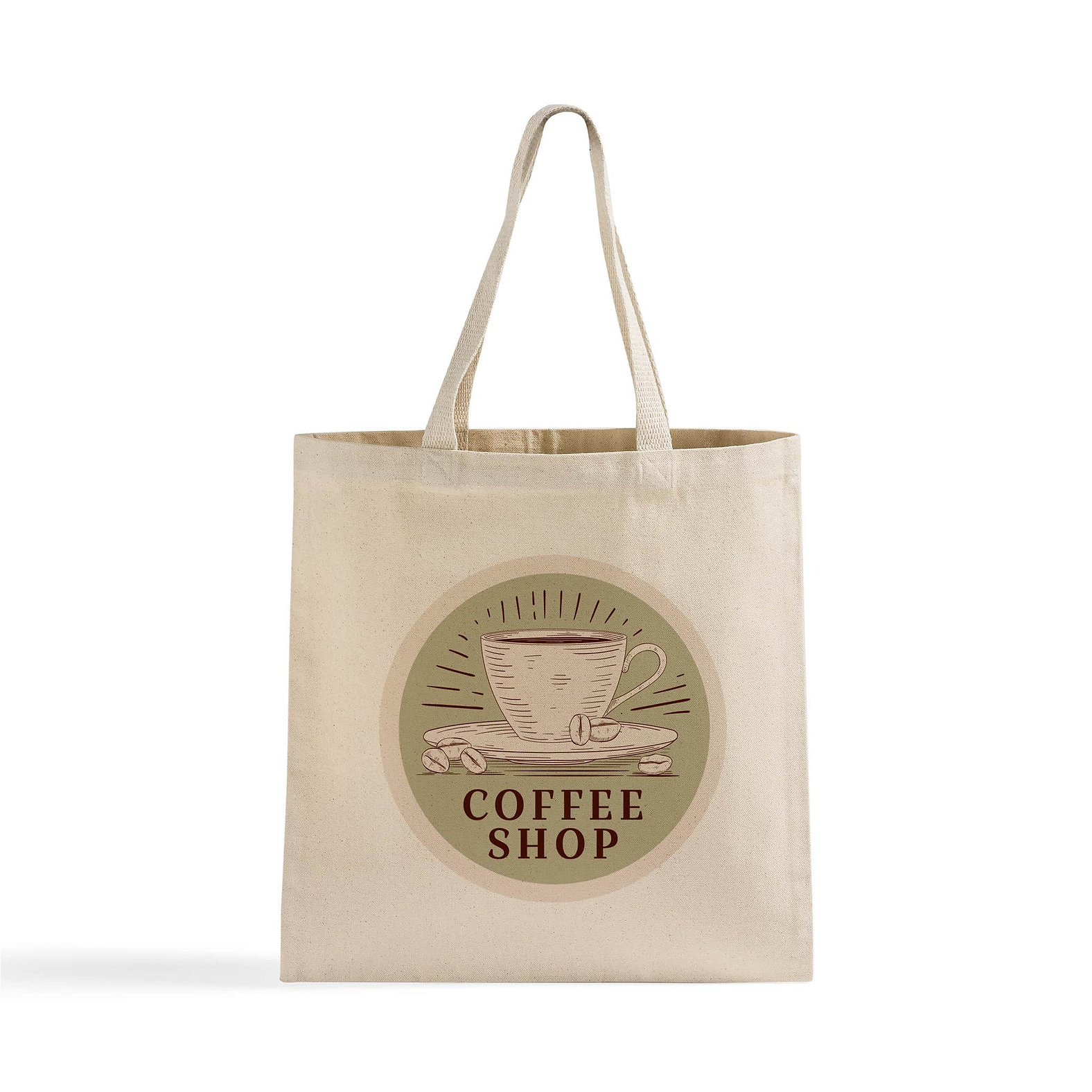 Flat Everyday Tote Natural - Raw 12oz Cotton Canvas. Easy access top open entry. Reinforced self-fabric shoulder/carrying strap.