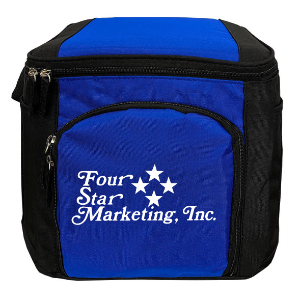 Insulated 12 Pack Cooler - Keep your lunch warm and your 12-pack cool with this versatile cooler bag. Made from durable 300D Polyester with PVC backing, it features a heat-sealed interior and a front zippered pocket. Perfect for work, travel, or a day out in the sun. Dual zippered main compartment with fully insulated heat-sealed lining. Front zippered pocket with open mesh pocket inside. Dual sides open mesh pockets. Adjustable poly-web shoulder / carrying strap.