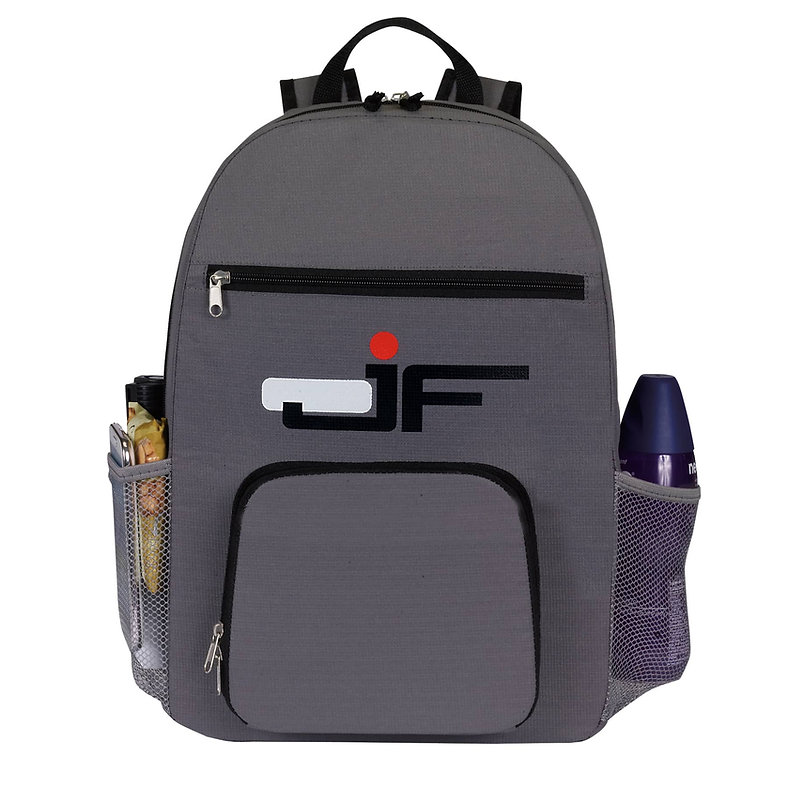 Fold-up Lightweight Packable Backpack - This 300D Ripstop Polyester backpack combines durability with convenience. Dual zippered main compartment. Front zippered compartment. Front zippered pocket with one inside open pocket. Dual 2 elastic sided mesh pockets. Adjustable padded shoulder strap with sturdy top handle.