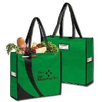 Recyclable Identity Tote Bags - CLOSEOUT! Recyclable Lightweight Non-Woven Material. Size: 15 x 14 x 5. Reuse, Reduce, Recycle with this tear resistant water repellent tote containing recycled materials. Features large side pocket, eco business card pocket, exterior pen loop and velcro closure. Earth friendly and attractive! <a href="https://www.conventionbags.com/product/T-900-CUSTOM/CUSTOM---Recyclable-Identity-Tote-Bags.html?cid=" id="make-it-custom-link">Make-It-Custom</a> with over 30 different bag colors and features to choose from!