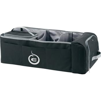 neet Cooler Trunk Organizer - The neet Cooler Trunk Organizer keeps your trunk neat and organized while keeping your food or beverages cool.  Three interior pockets, three exterior pockets, removable six can cooler with strap, and shoe compartment.  Sturdy carrying handles. Velcro strips to secure to car floors and carpets.  Collapsible for storage when not in use.
