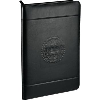 Windsor Impressions Zippered Padfolio - Zippered closure. Elastic pen loop.  Documents pocket. 2 business card holders. Clear calendar management pocket that doubles as a page marker. Comes with undated calendar insert. Includes 8.5" x 11"  writing pad.