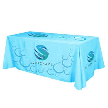 Flat All Over Dye Sub Table Cover - 4-sided, fits 8' table - Made Of 100% Premium Quality Polyester (5 Oz. /Sq. Yard) | Fits Table Size: 96" W x 29" H x 30" D | Covers Four Sides Of A 8 Foot Standard Table | Only Available On White Polyester Base Color Table Cover | Rounded Corners | Washable | Flame Retardant NFPA 701 Standard | Easy To Store And Ship