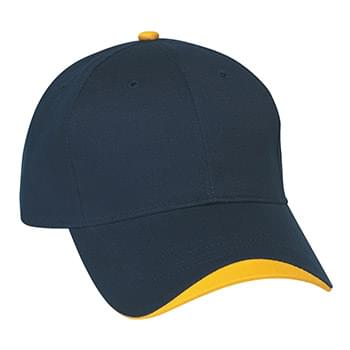 Wave Sandwich Cap - 100% Brushed Cotton Twill | 6 Panel, Medium Profile | Structured Crown & Pre-Curved Visor | Adjustable Self-Material Strap With VelcroÂ® Closure