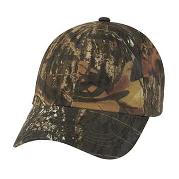 Realtree ™ And Mossy Oak ® Hunter ’s Hideaway Camouflage Cap - 60% Cotton/40% Polyester | 6 Panel, Low Profile | Unstructured Crown & Pre-Curved Visor | Adjustable Self-Material Strap With Sliding Buckle