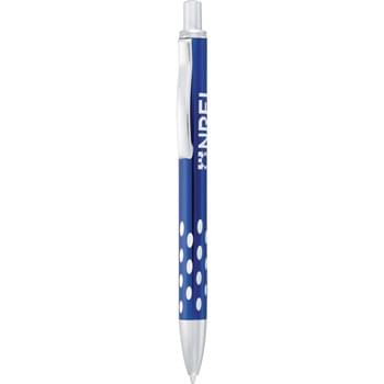 Bergen Ballpoint - CLOSEOUT! Please call to confirm inventory available prior to placing your order!<br />High shine barrel with etched oval cutouts in bottom barrel. Pen includes premium blue ballpoint ink cartridge.