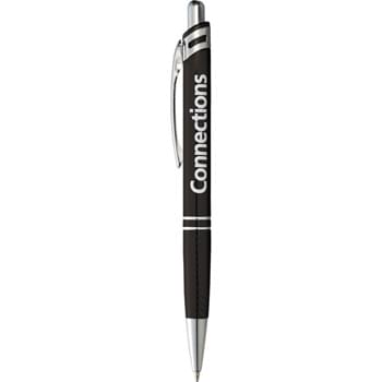 Annabelle Ballpoint - CLOSEOUT! Please call to confirm inventory available prior to placing your order!<br />Anodized matte barrel with diamond etched pattern on bottom barrel. Shiny chrome accents and premium black ballpoint ink cartridge.