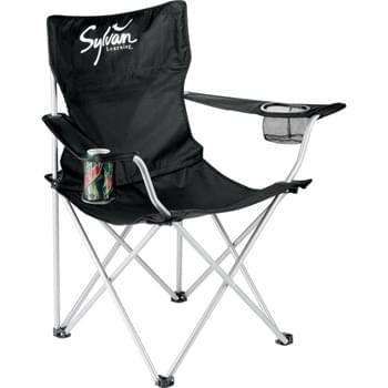 Game Day Event Chair - PolyCanvas outdoor chair folds up and fits into carrying case with strap for easy transporting and storage. Features armrests with built-in cup holders. Some assembly required.