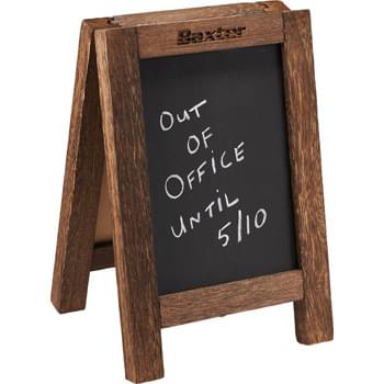 Wooden Easel Stand - CLOSEOUT! Please call to confirm inventory available prior to placing your order!<br />The Wooden Easel Stand has a corkboard side for post it notes and a chalkboard on the other side.   The antique wood finish and brass accents are sure to make any desk welcoming.