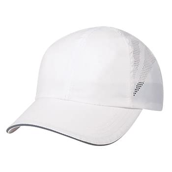 Sports Performance Sandwich Cap - 100% Lightweight Polyester | 6 Panel, Low Profile | Unstructured Crown & Pre-Curved Visor | No Top Button | Mesh Vents For Breathability | Sweatband Is Woven Water Repellent Polyester | Reflective Sandwich | Adjustable Self-Material Strap With VelcroÂ® Closure