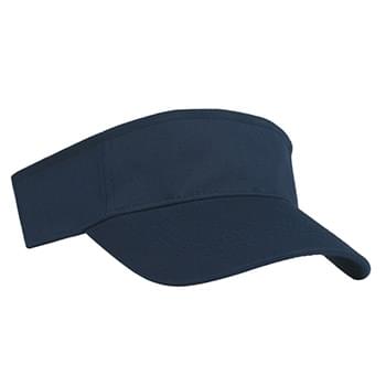 Polyester Visor - CLOSEOUT! Please call to confirm inventory available prior to placing your order!<br />100% Polyester | Pro-Stitching On Front Pre-Curved Visor | Double Layer Sweatband | Adjustable Self-Material Strap With VelcroÂ® Closure