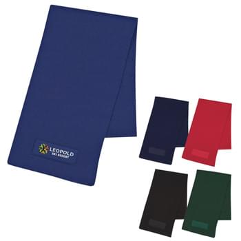 Knit Scarf With Patch - 100% Acrylic With Cotton Twill Patch | 66" L x 10" W | Available in 5 Popular Colors!