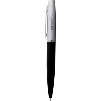 Drake Ballpoint - Sleek design features spray rubber coat bottom barrel and high gloss upper barrel, accenting with chrome details. Pen includes premium black ink cartridge.