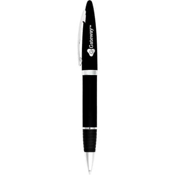 Odyssey Ballpoint - Spray rubber coat finish with bold chrome contrast accents and rubber grip. Pen includes premium black ballpoint ink cartridge.