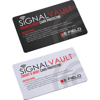 Signal Vault RFID Card - The SignalVault uses electric-field technology that makes your information inaccessible to hackers. The SignalVault utilizes Dual-Stage Protection, which not only blocks but actively jams hackers. It protects all chipped credit cards and debit cards for three years and provides laboratory-tested protection without charging or batteries. Featured on popular TV shows like "Shark Tank" and "Good Morning America," the SignalVault is continuously tested and updated to defend against new hacking technology. One S