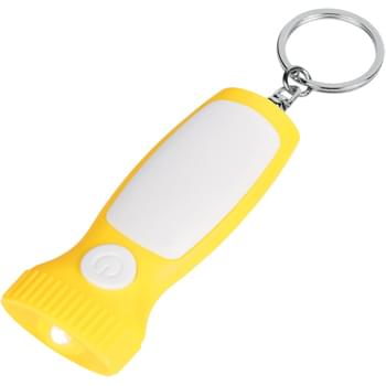 Slim LED Light Key Chain - High Power Light Beam | Push Button To Turn On Light | Split Ring Attachment