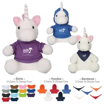 8 1/2" Mystic Unicorn - 14 Popular Shirt Colors | 5 Popular Hoodie Or Bandana Colors | These Cute, Cuddly Animals Are A Great Way To Show Your Logo And Get Your Message Across