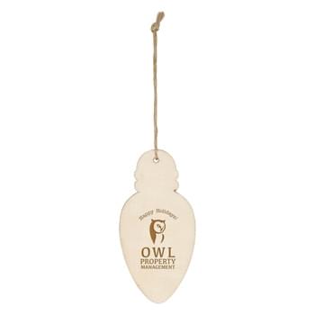 Wood Ornament - Bulb - Includes String For Hanging | Great For Holiday Giveaways