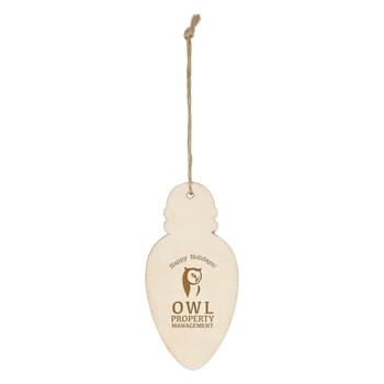 Wood Ornament - Bulb - Includes String For Hanging | Great For Holiday Giveaways