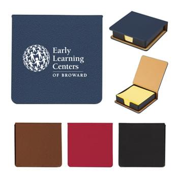 Sticky Notes In Leather Look Holder - CLOSEOUT! Please call to confirm inventory available prior to placing your order!<br />3" x 3" Sticky Notes