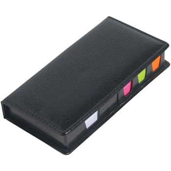 Leather Look Case Of Sticky Notes With Calendar - Memo Paper | Sticky Flags In 3 Neon Colors