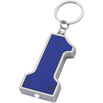 #1 Shape Led Key Chain - CLOSEOUT! Please call to confirm inventory available prior to placing your order!<br />Push Button To Turn On Light | Button Cell Batteries Included