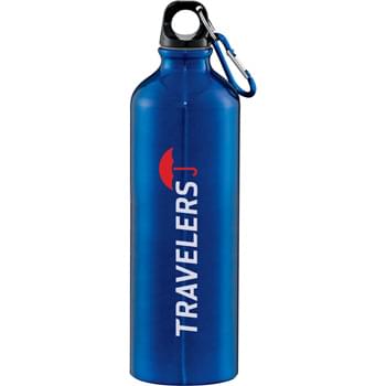 Santa Fe Aluminum Bottle 26oz - Screw-on lid. Food grade internal liner. Includes matching carabiner.  BPA free. 26 oz.