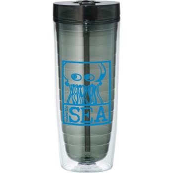 Hot & Cold Flip n Sip Vortex Tumbler 20oz - Some like it hot & some like it cold, with this patented two-in-one lid you can have both. Double-wall acrylic body with screw-on lid that has a pull up stopper for drinking hot beverages and an integrated pull up straw for cold beverages. BPA free.  Exclusive. US Patent No.: US 8,672,174 B1. 20oz.