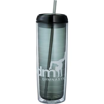 Mega Vortex Tumbler 24oz - Some like it hot & some like it cold with this lid you can have both. Double-wall acrylic body with push on thumb-slide lid.  For hot and cold beverages.  Acrylic straw with stopper for cold beverages.  BPA free. 24oz.