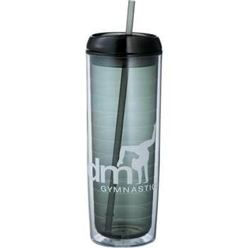 Mega Vortex Tumbler 24oz - Some like it hot & some like it cold with this lid you can have both. Double-wall acrylic body with push on thumb-slide lid.  For hot and cold beverages.  Acrylic straw with stopper for cold beverages.  BPA free. 24oz.