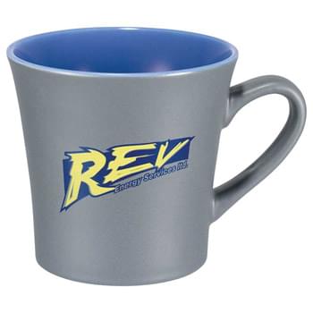 Stormy Ceramic Mug 14oz - Ceramic mug with smooth matte gray outer wall and brightly colored high-gloss inner wall. Choose between color imprinting or our cutting edge dishwasher safe laser decorating method. Exclusive  design. 14oz.