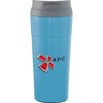 Frenchie Tumbler 17oz - Ohh la la this double-wall stainless colorful tumbler will delight you.  Easy drink through thumb-slide push-on lid.  The thumb slide color matches the body.  BPA free.  17oz.