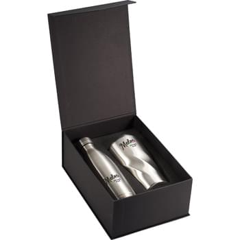 Sierra Copper Vacuum Gift set - Do not miss out on one of the best gift sets of the year.  Includes the Copper bottle 1624-74 17oz and Hugo Tumbler 1624-89 20oz.  Durable, double-wall stainless steel vacuum construction with copper insulation, which allows your cold beverage to stay cold for 24 hours and at least 8 hours for hot beverages. The construction also prevents condensation on the outside of the piece.   Exclusive.  20oz.