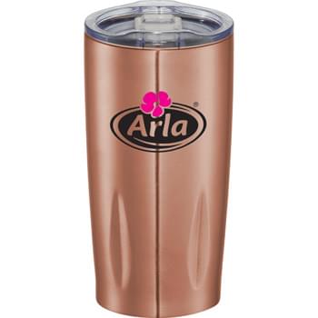 Adrian Vacuum Tumbler 20oz - Do not miss the most trendy tumbler of the year. Durable, double-wall stainless steel vacuum construction, which allows your beverage to stay cold for 15 hours and at least 5 hours for hot beverages. The construction also prevents condensation on the outside of the tumbler. Push-on lid with anti-spill slider closure. Wide opening for comfortable filling and pouring. Design features the geometric bottom with grooves. PCNA Exclusive. 20oz.
