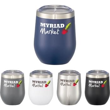 Corzo Copper Vacuum Insulated Cup 12oz - Enjoy your drink at any moment!  Durable, double-wall 18/18 stainless steel vacuum construction with copper insulation, which allows your beverage to stay cold for 24 hours and hot for at least 6 hours. The construction also prevents condensation on the outside of the tumbler.  Perfect accessory for wine.  Easy sipping, push-on lid.  Wide opening for comfortable filling and pouring.  Durable powder spray color.  12oz.