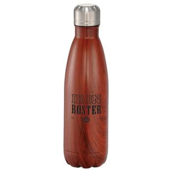 Native Wooden Copper Vacuum Insulated Bottle 17oz - CLOSEOUT! Please call to confirm inventory available prior to placing your order!<br />Natural wooden look. Bottle is double wall 18/8 grade stainless steel with vacuum insulation. Inner wall is plated with copper for ultimate conductivity to keep drinks hot for 12 hours and cold for 48 hours. 17oz.