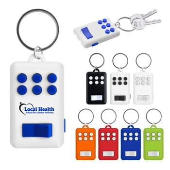 Fun Key Ring With Light - CLOSEOUT! Please call to confirm inventory available prior to placing your order!<br />Extra Bright White LED Lights | Push Side Button To Turn On/Off | Perfect For Reducing Stress And Boredom | Flip And Click | Encourages Focus And Self-Soothing For Users With Anxiety, Attention Disorders And More | Split Ring Attachment | Button Cell Batteries Included