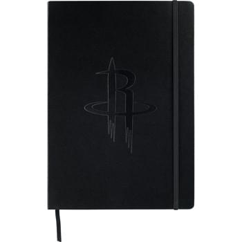 Ambassador Large Bound JournalBook - CLOSEOUT! Please call to confirm inventory available prior to placing your order!<br />Built in elastic closure. Ribbon page marker. Expandable accordion pocket. Includes 80 sheets of lined paper. Please note: When laser engraving this item, the color of the imprint may vary.