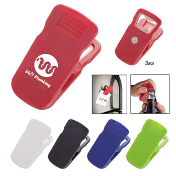 Magnetic Bottle Opener Clip - Magnet On Back Side  | Spring-Loaded Hinge  | Aluminum Bottle Opener