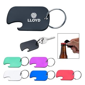 Dog Tag Bottle Opener Key Ring - Split Ring Attachment