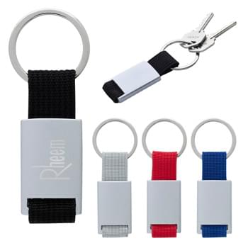 Aluminum Key Tag With Web Strap - CLOSEOUT! Please call to confirm inventory available prior to placing your order!<br />Split Ring Attachment