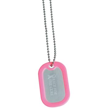 Dog Tag - CLOSEOUT! Please call to confirm inventory available prior to placing your order!<br />Great Conversation Piece | 28" Ball Chain | Colorful Silicone Border
